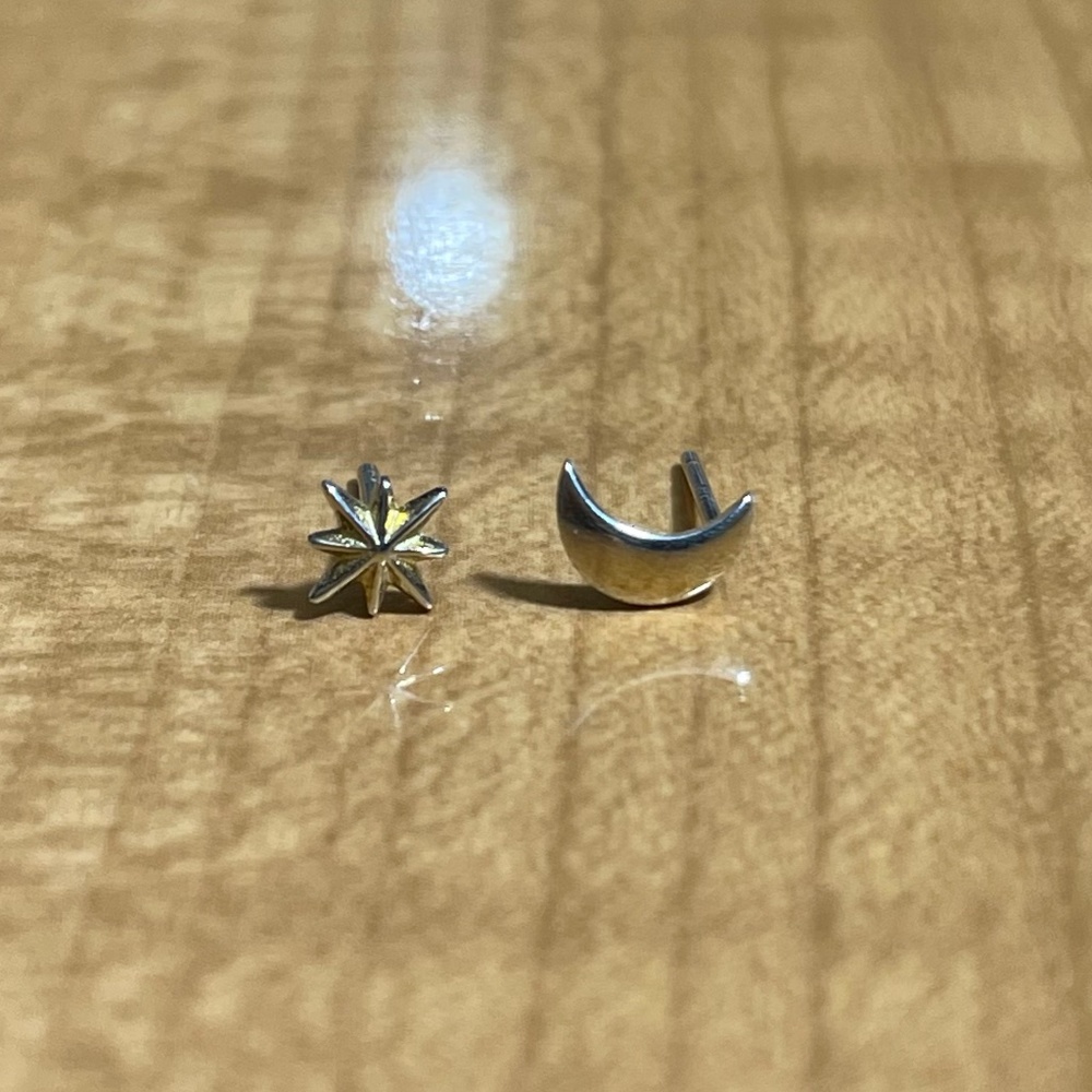 14k Yellow Gold Vermeil Starburst and Moon Earrings